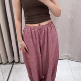 Checked Lantern Trousers with Drawstring Waist – product detail view 5