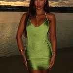 Sienna Sleek Cowl-Neck Halter Mini Dress – primary product view