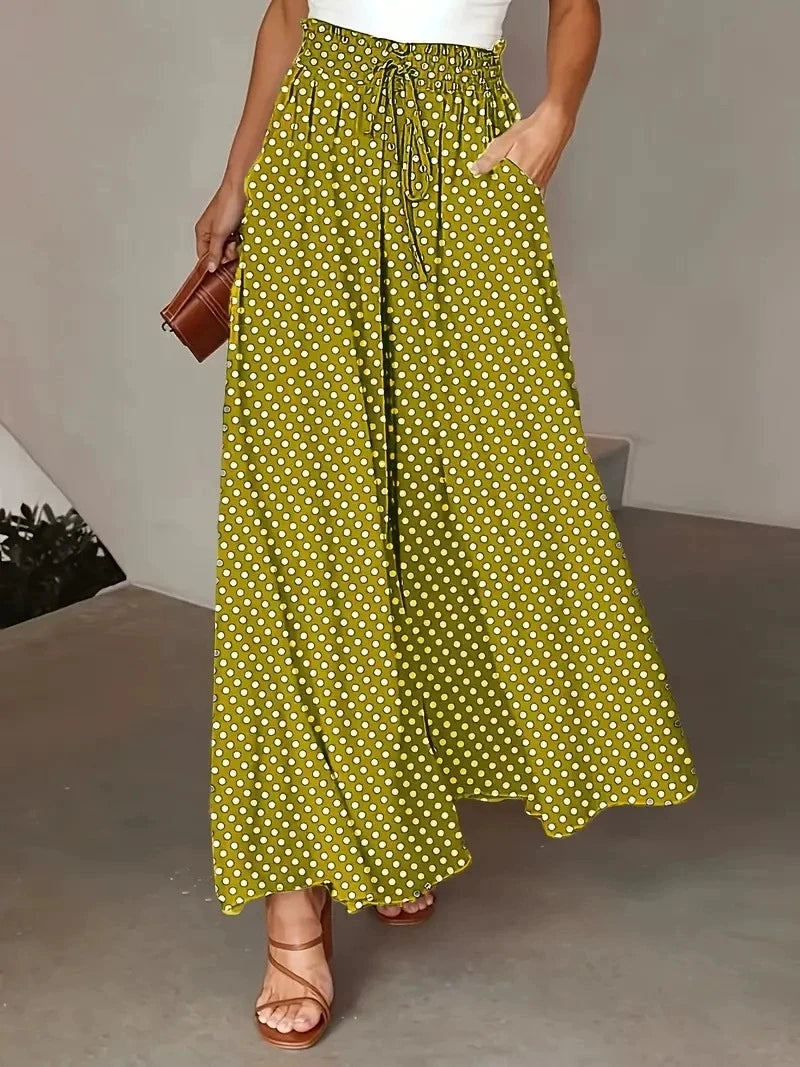 Polka Dot Wide Leg Trousers with Elastic Waist – product detail view 5