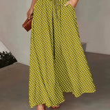 Polka Dot Wide Leg Trousers with Elastic Waist – product detail view 5