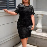 Sequin Mesh Midi Dress
