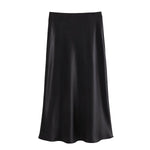 Satin Bias Cut Midi Skirt with High Waist – product detail view 3