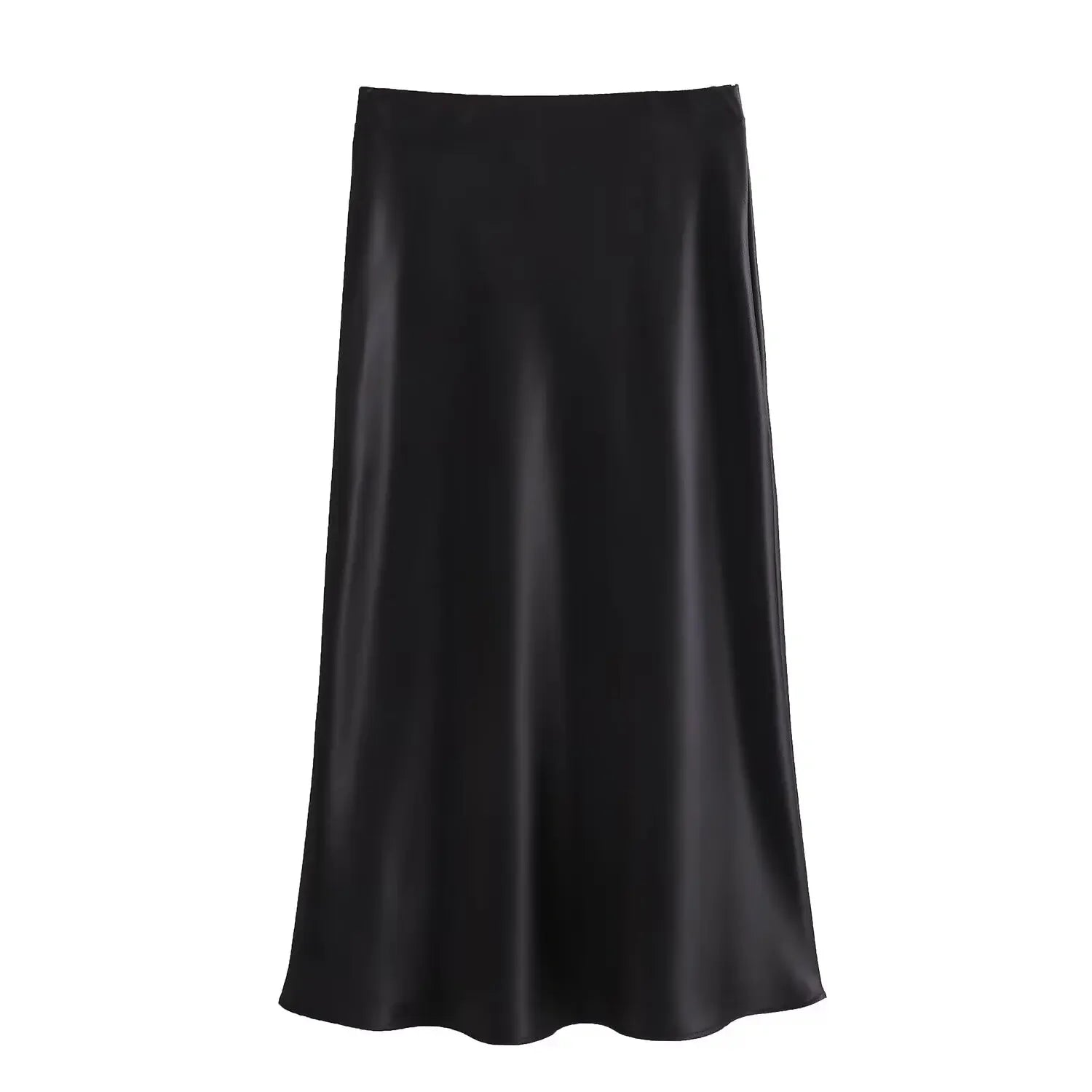 Satin Bias Cut Midi Skirt with High Waist – product detail view 3