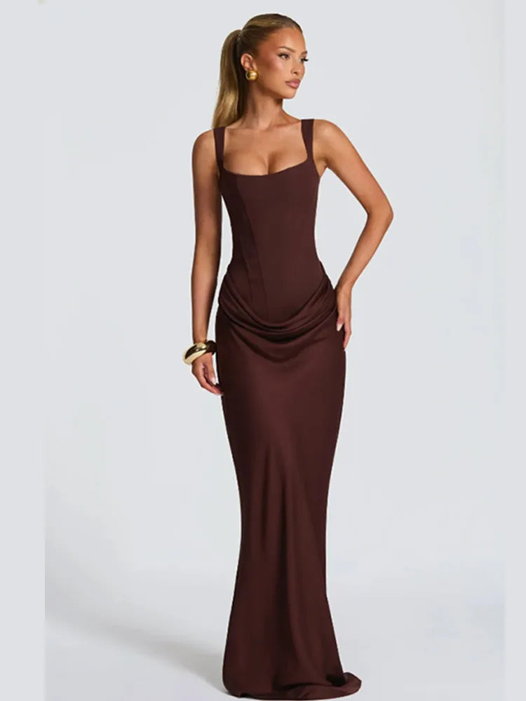 Mabel Elegant Pleated Halter Maxi Dress – product detail view 13