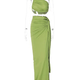 Valencia Backless Crop Top and Split Maxi Skirt Set
