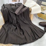 Black Pleated Midi Skirt