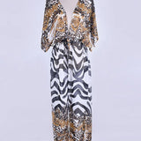 Josie Lightweight Leopard-Print Chiffon Beach Kimono – product detail view 4