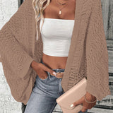 Sable Open-Front Batwing Knit Cardigan