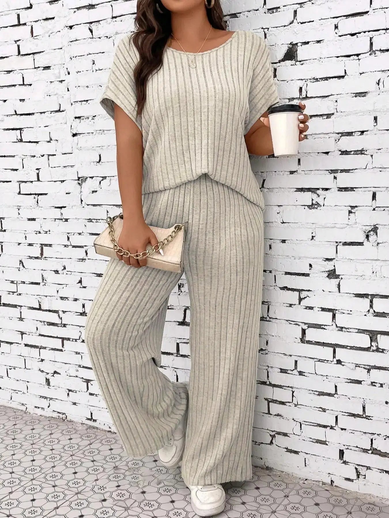 Batwing Sleeve Top and Straight Leg Trouser Set – alternate product view
