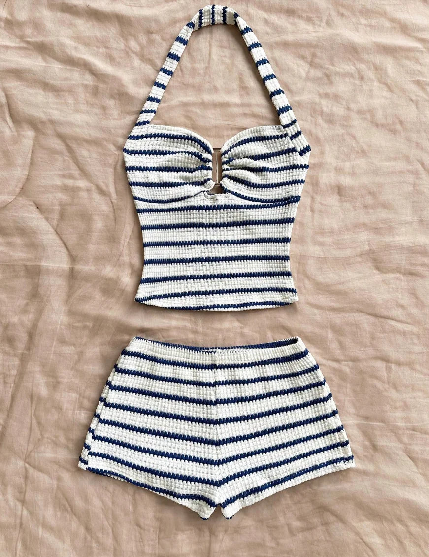 Jade Relaxed Open-Back Knit Shorts Set – alternate product view