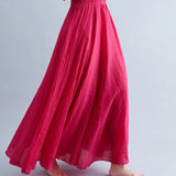 Linen Pleated Maxi Skirt