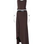 Lace Up Halter Crop Top and Ruched Maxi Skirt Set – product detail view 5