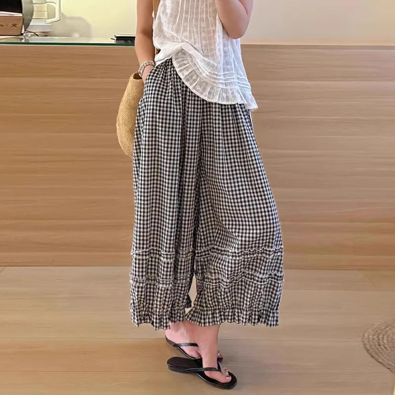 Monochrome Check Lantern Trousers with Cropped Leg – product detail view 2