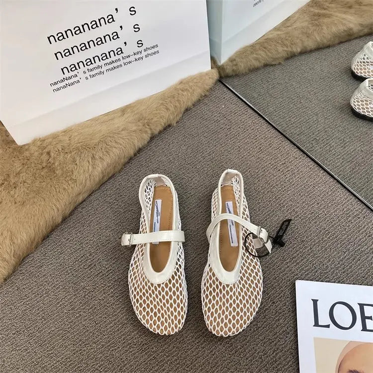 Inez Comfortable Mesh Flat Sandals – product detail view 6