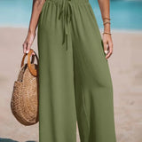 Wide Leg Beach Trousers with Drawstring Waist – product detail view 4