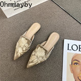 Elegant Floral Embroidered Pointed-Toe Mules – product detail view 2