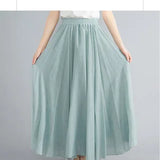 Linen Pleated Maxi Skirt