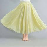 Linen Pleated Maxi Skirt