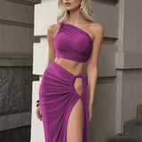 Valencia Backless Crop Top and Split Maxi Skirt Set