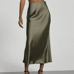 Satin Midi Skirt with Straight Cut – product detail view 5