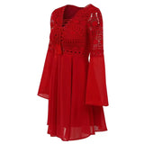 Long Sleeve Mini Dress with Ruffle A Line Skirt