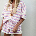 Willa Relaxed Striped Knit Shorts Set – product detail view 1