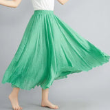 Linen Pleated Maxi Skirt