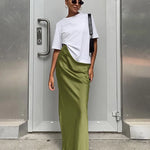 Satin Trumpet Maxi Skirt with High Waist – product detail view 3