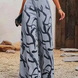 Printed Wide Leg Trousers with Relaxed Fit – product detail view 8