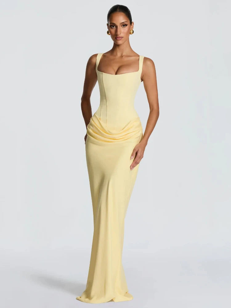Mabel Elegant Pleated Halter Maxi Dress – product detail view 10