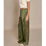 Noa Lace-Trim Satin Straight-Leg Pants