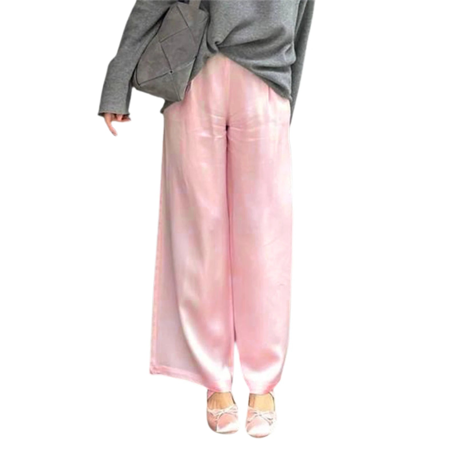 Satin Wide Leg Trousers with Elastic Waist – product detail view 10