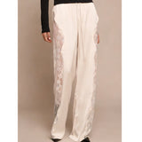 Noa Lace-Trim Satin Straight-Leg Pants