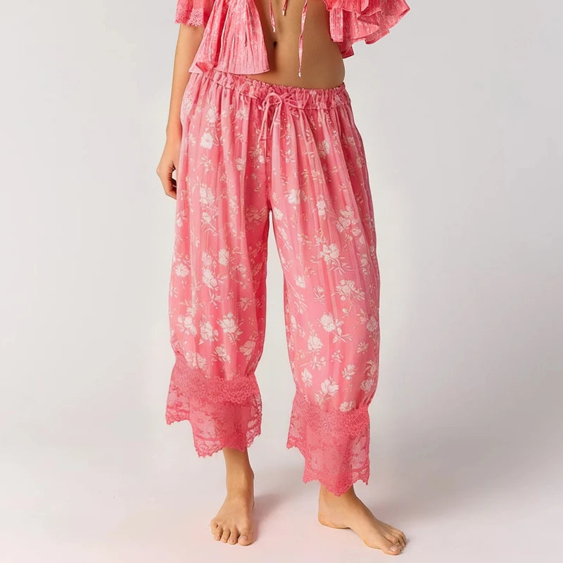 Floral Lace Lantern Trousers with Drawstring Waist – product detail view 20