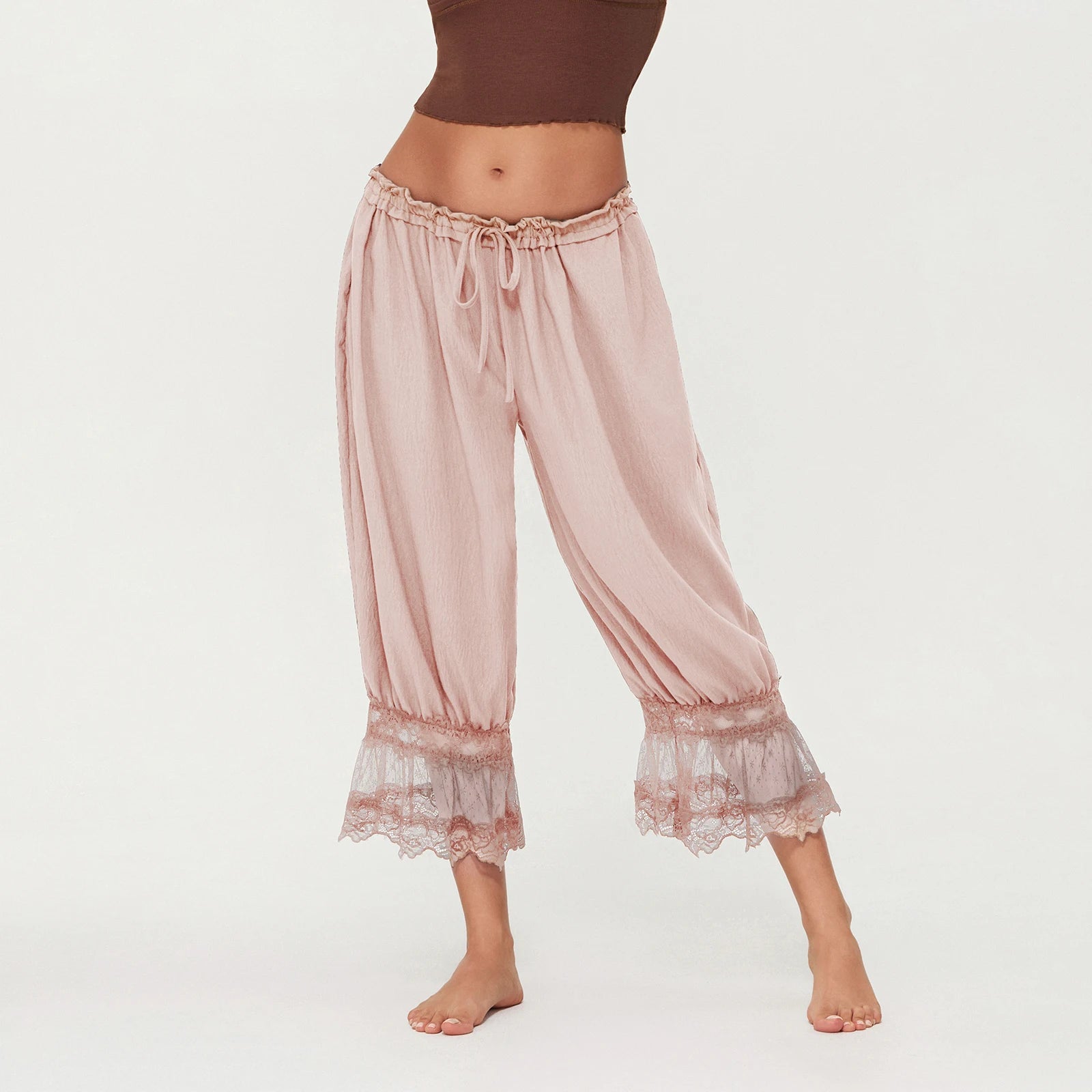 Floral Lace Lantern Trousers with Drawstring Waist – product detail view 10