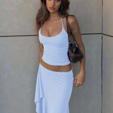 Lace Up Halter Crop Top and Ruched Maxi Skirt Set – product detail view 6