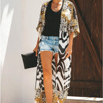 Josie Lightweight Leopard-Print Chiffon Beach Kimono – product detail view 3