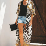 Josie Lightweight Leopard-Print Chiffon Beach Kimono – product detail view 3