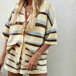 Willa Relaxed Striped Knit Shorts Set – product detail view 5
