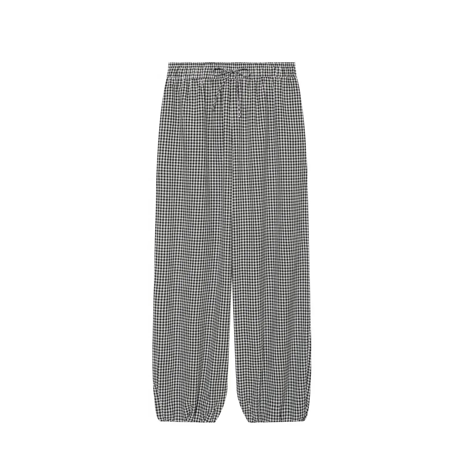 Checked Lantern Trousers with Drawstring Waist – product detail view 7