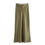 Satin Bias Cut Midi Skirt with High Waist – product detail view 7