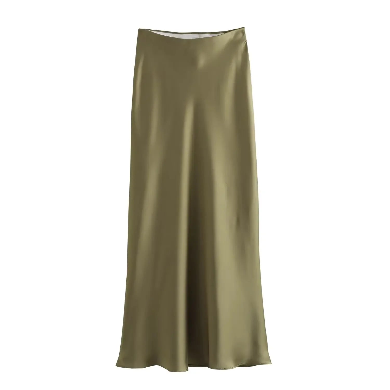 Satin Bias Cut Midi Skirt with High Waist – product detail view 7
