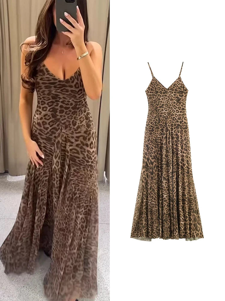 Dune Elegant Leopard-Print Open-Back Maxi Dress – primary product view