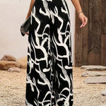 Printed Wide Leg Trousers with Relaxed Fit – product detail view 4