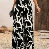 Printed Wide Leg Trousers with Relaxed Fit – product detail view 4