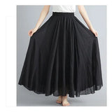 Linen Pleated Maxi Skirt