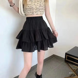 White Pleated Ruffle Mini Skirt