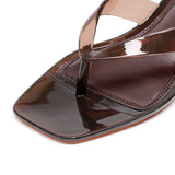 Black Kitten Heel Sandals with Toe Post