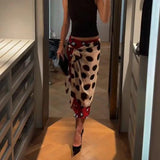 Muse Abstract Floral Satin Wrap Midi Skirt