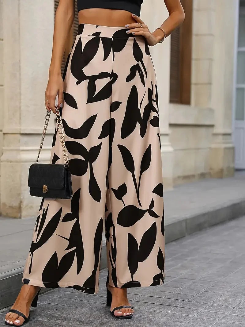 Printed Wide Leg Trousers with Relaxed Fit – product detail view 1